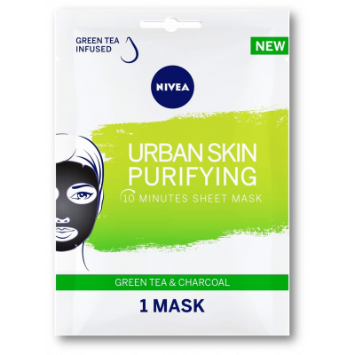 NIVEA URBAN SKIN PURIFYING 10 MINUTES SHEET MASK WITH GREEN TEA & CHARCOAL 1 SHEET